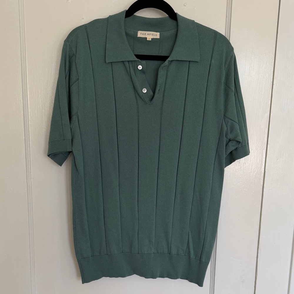 Far Afield Men's Green Knit Polo Shirt